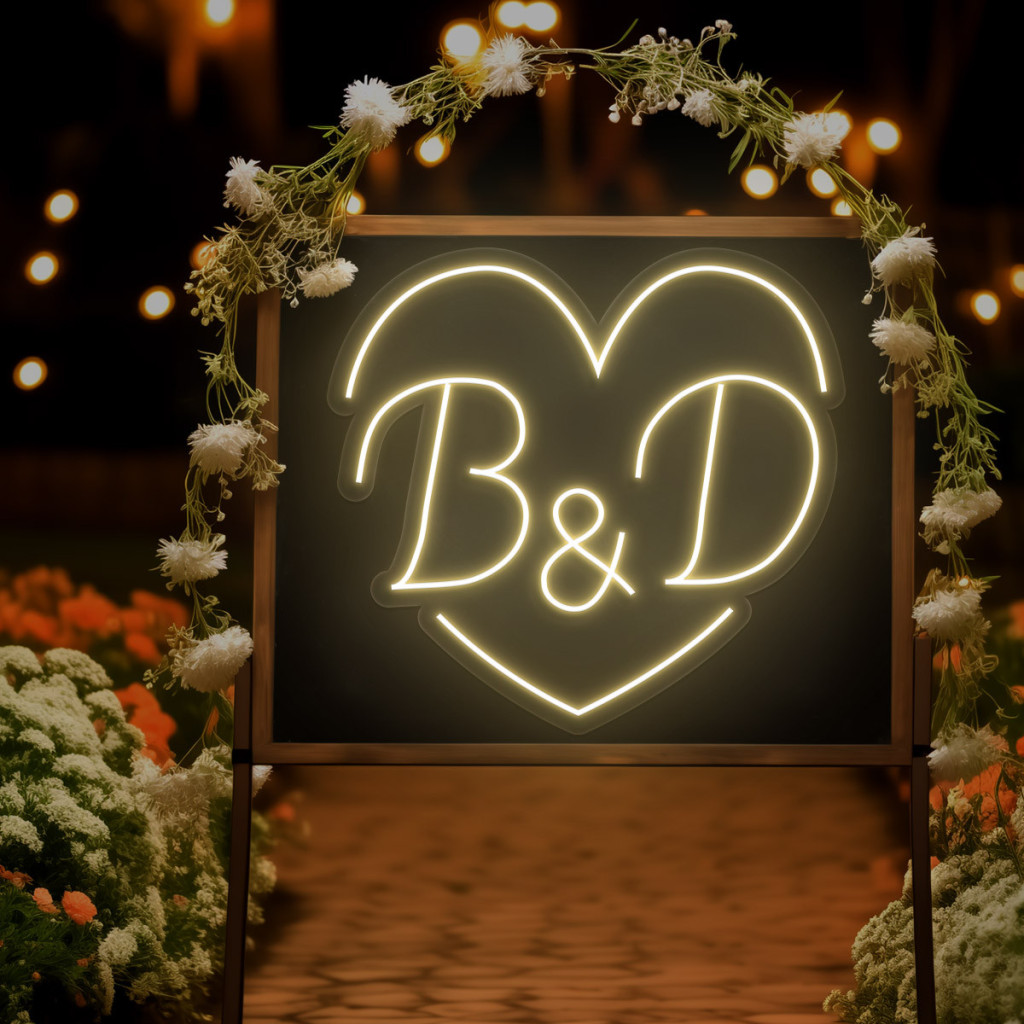 Initiale cu inima Semn luminos Neon Led