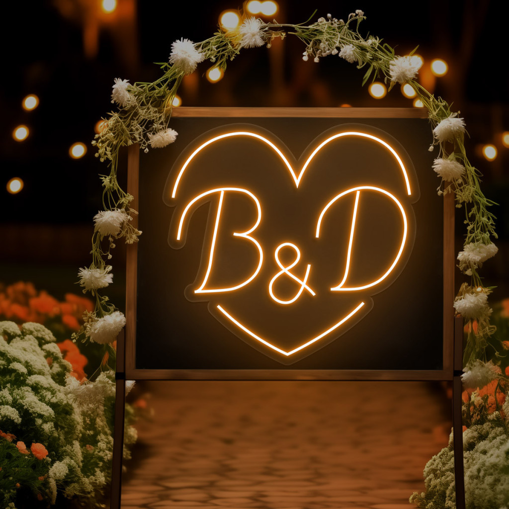 Initiale cu inima Semn luminos Neon Led