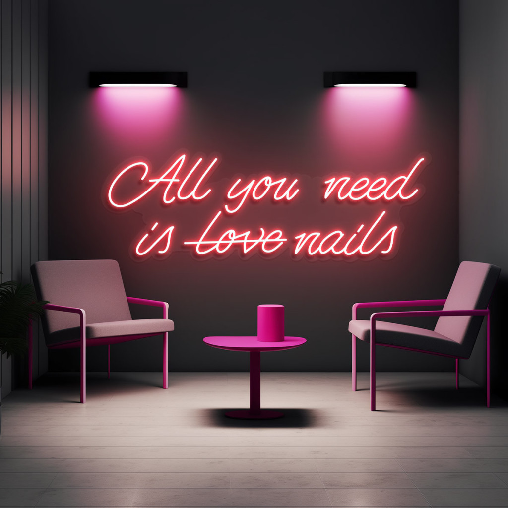 All You Need Is Love / Nails Semn Luminos Neon Led 2