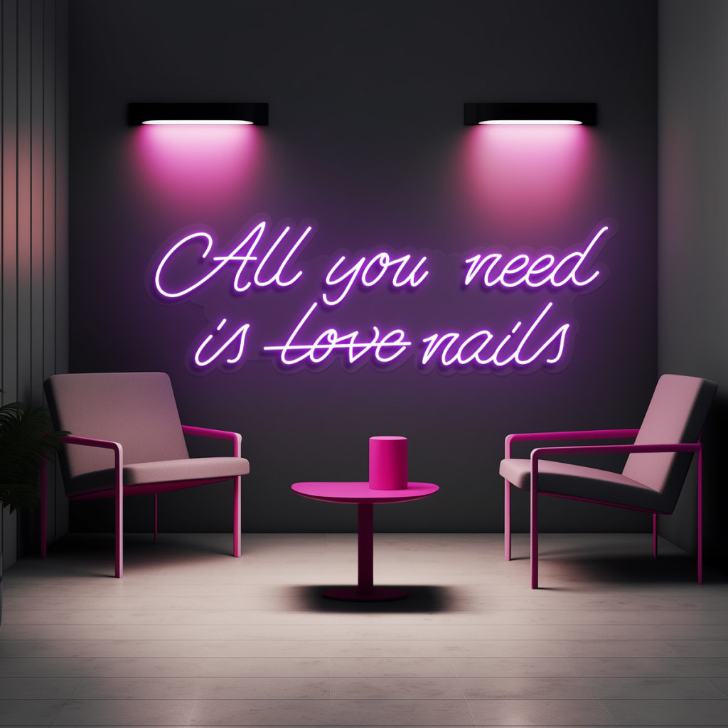 All You Need Is Love / Nails Semn Luminos Neon Led