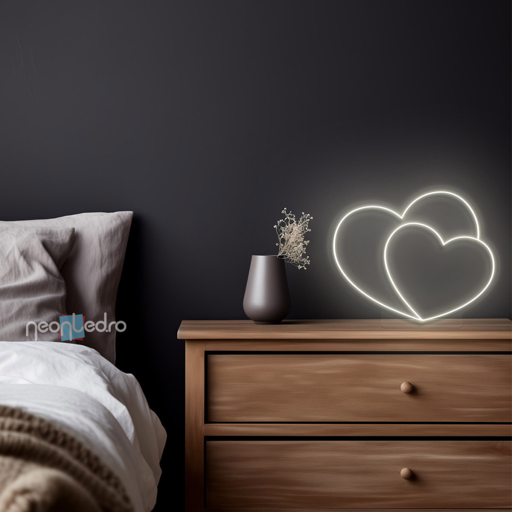 Double Heart Semn Luminos Neon Led 2