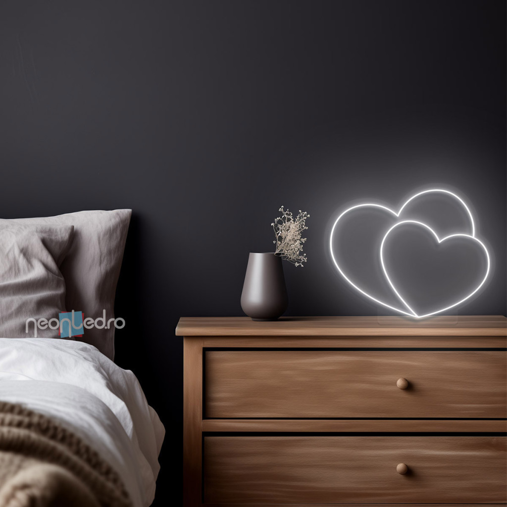 Double Heart Semn Luminos Neon Led