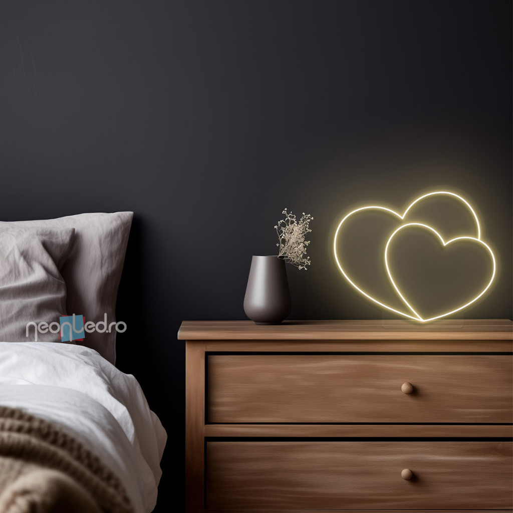 Double Heart Semn Luminos Neon Led