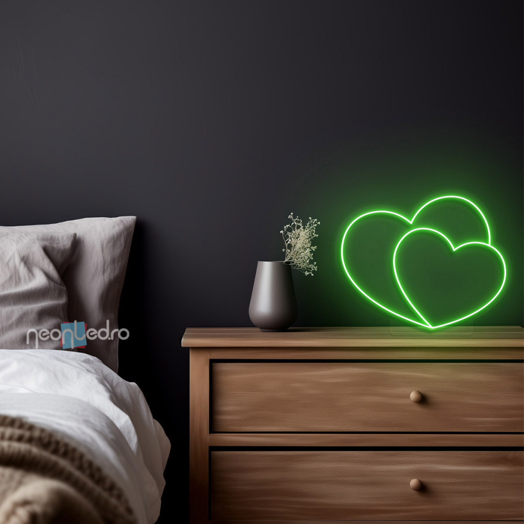 Double Heart Semn Luminos Neon Led