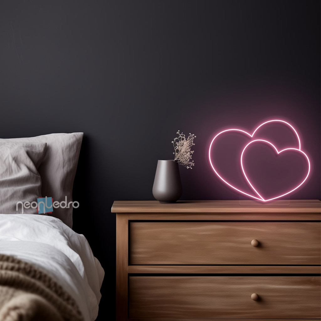 Double Heart Semn Luminos Neon Led