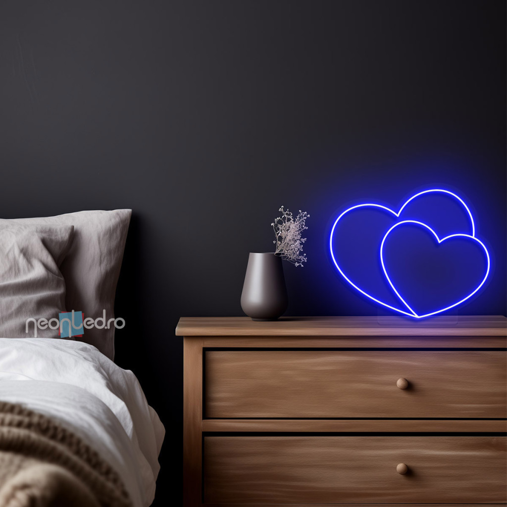 Double Heart Semn Luminos Neon Led