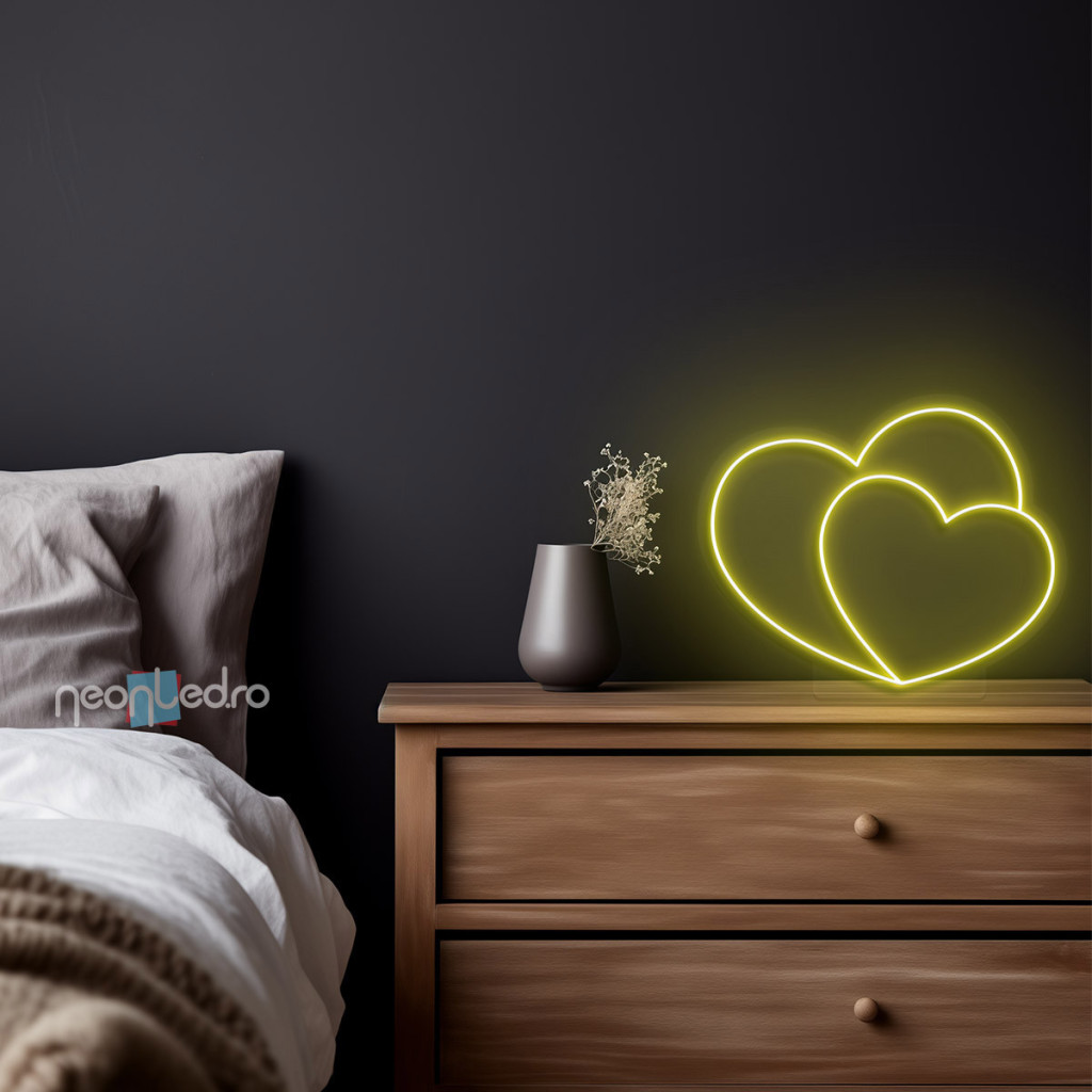Double Heart Semn Luminos Neon Led