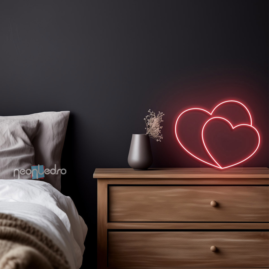 Double Heart Semn Luminos Neon Led