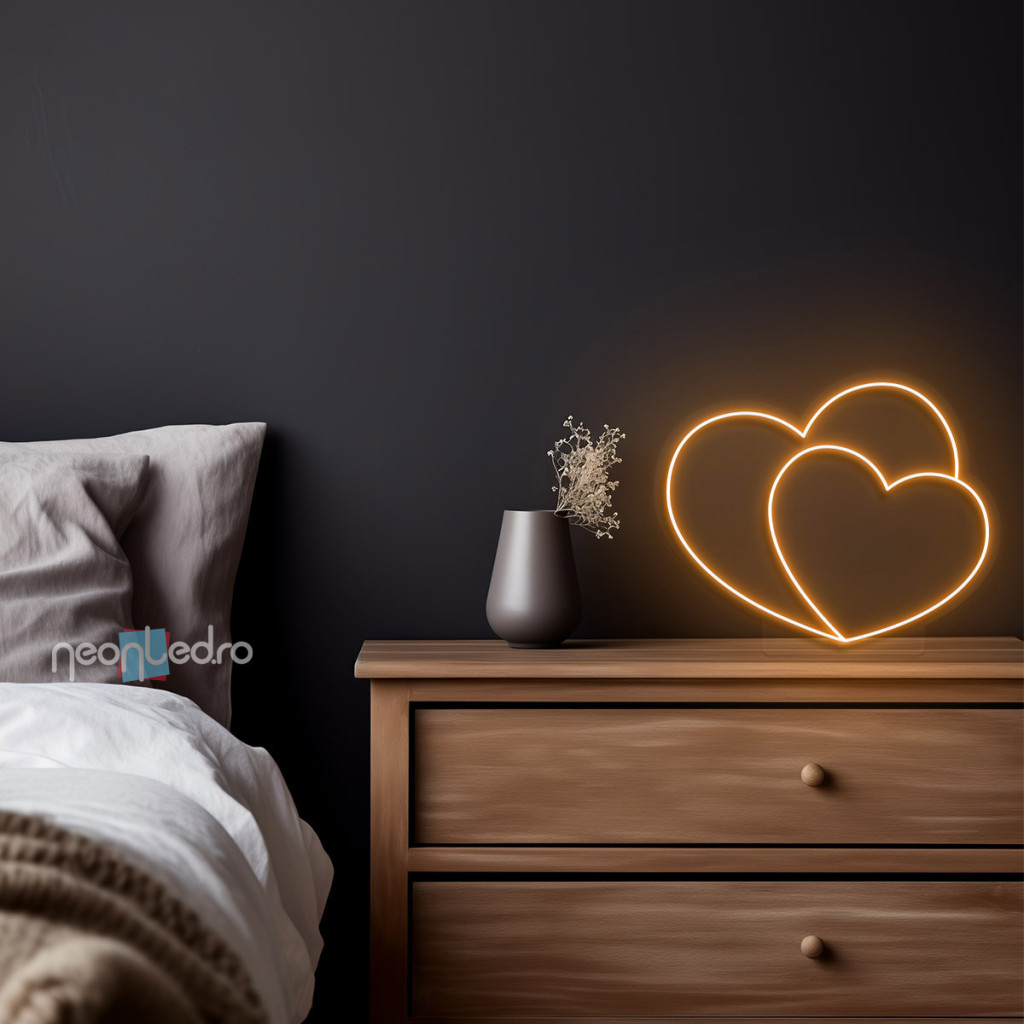 Double Heart Semn Luminos Neon Led
