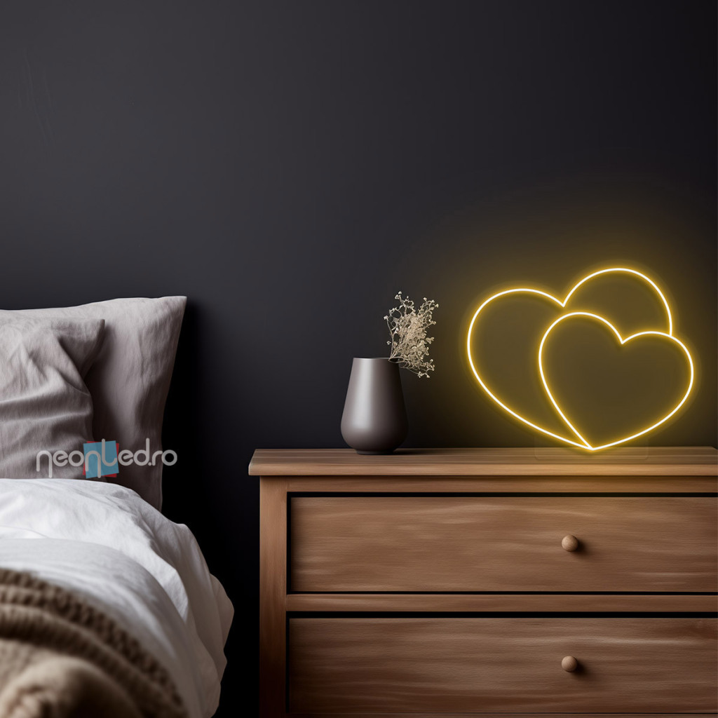 Double Heart Semn Luminos Neon Led