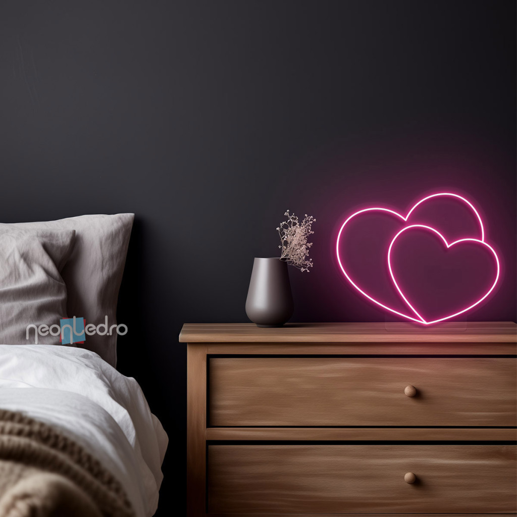 Double Heart Semn Luminos Neon Led