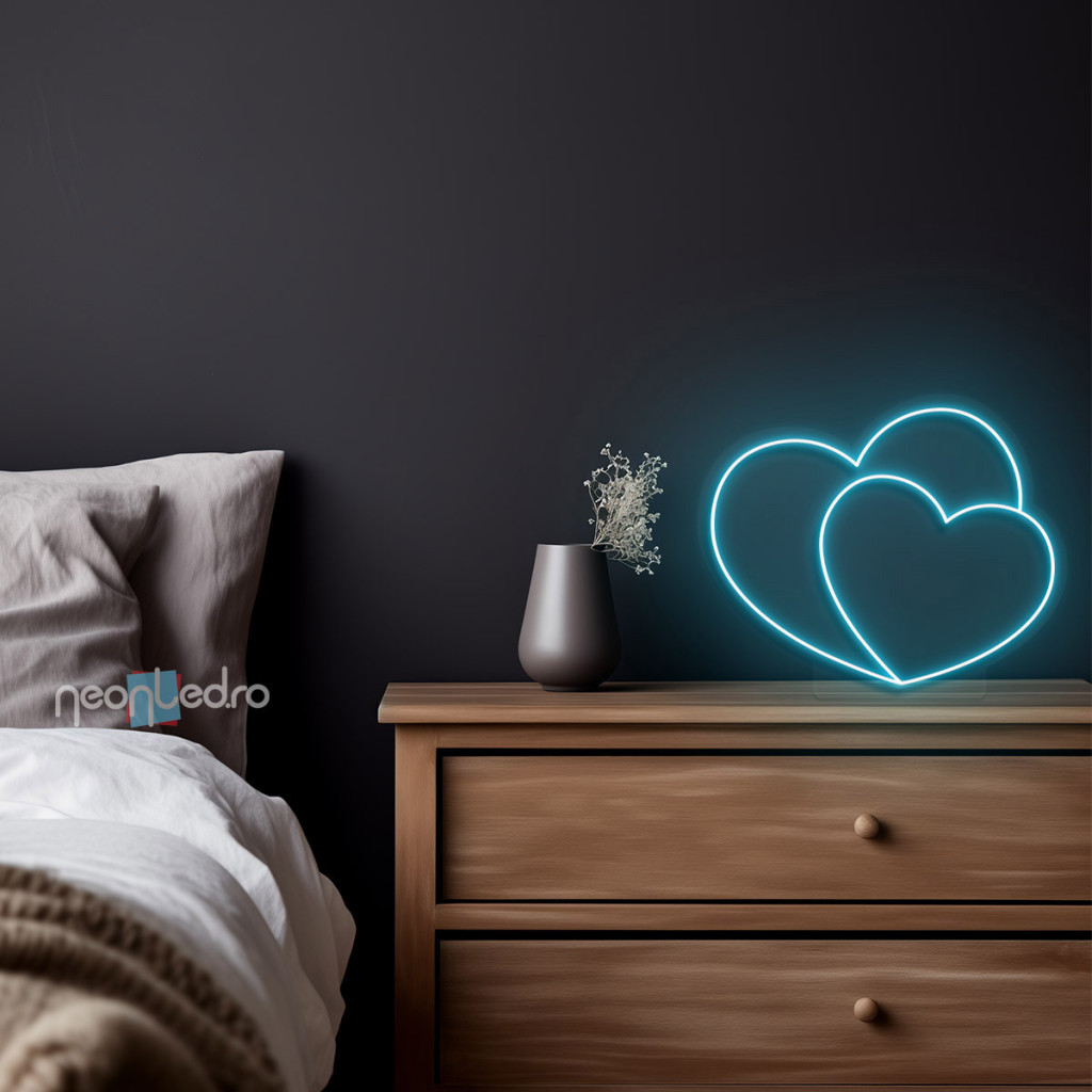 Double Heart Semn Luminos Neon Led