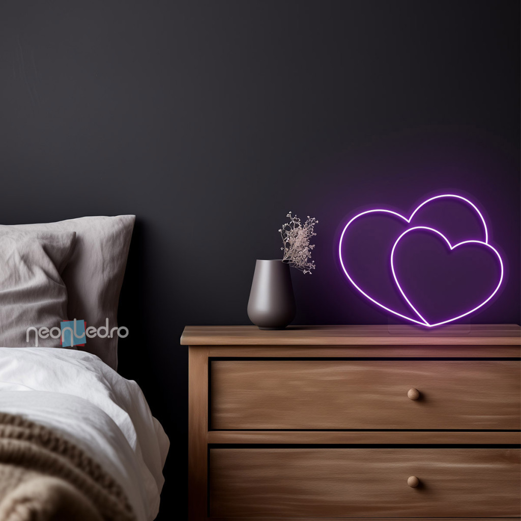 Double Heart Semn Luminos Neon Led