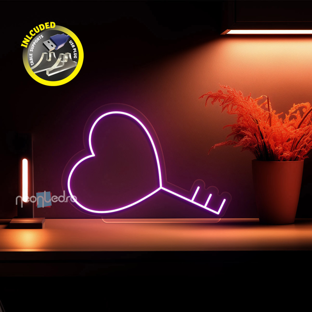 Cheia Inimii Semn Luminos Led