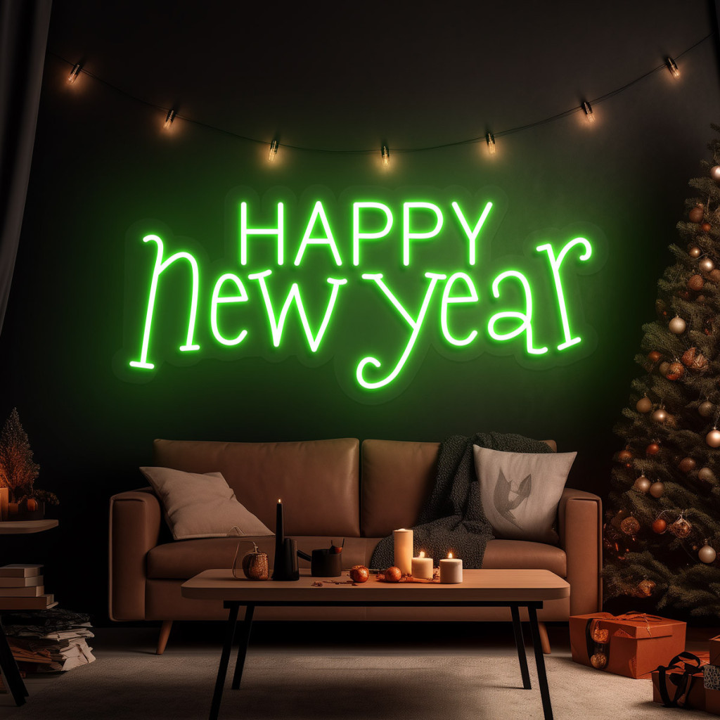 HAPPY New Year Semn Luminos Neon Led