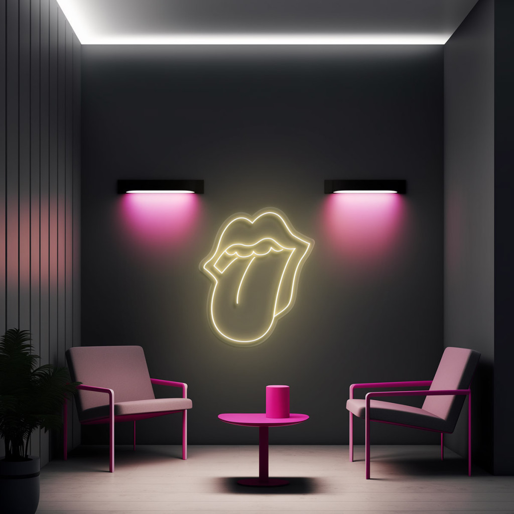 Red Lips Semn Luminos Neon Led