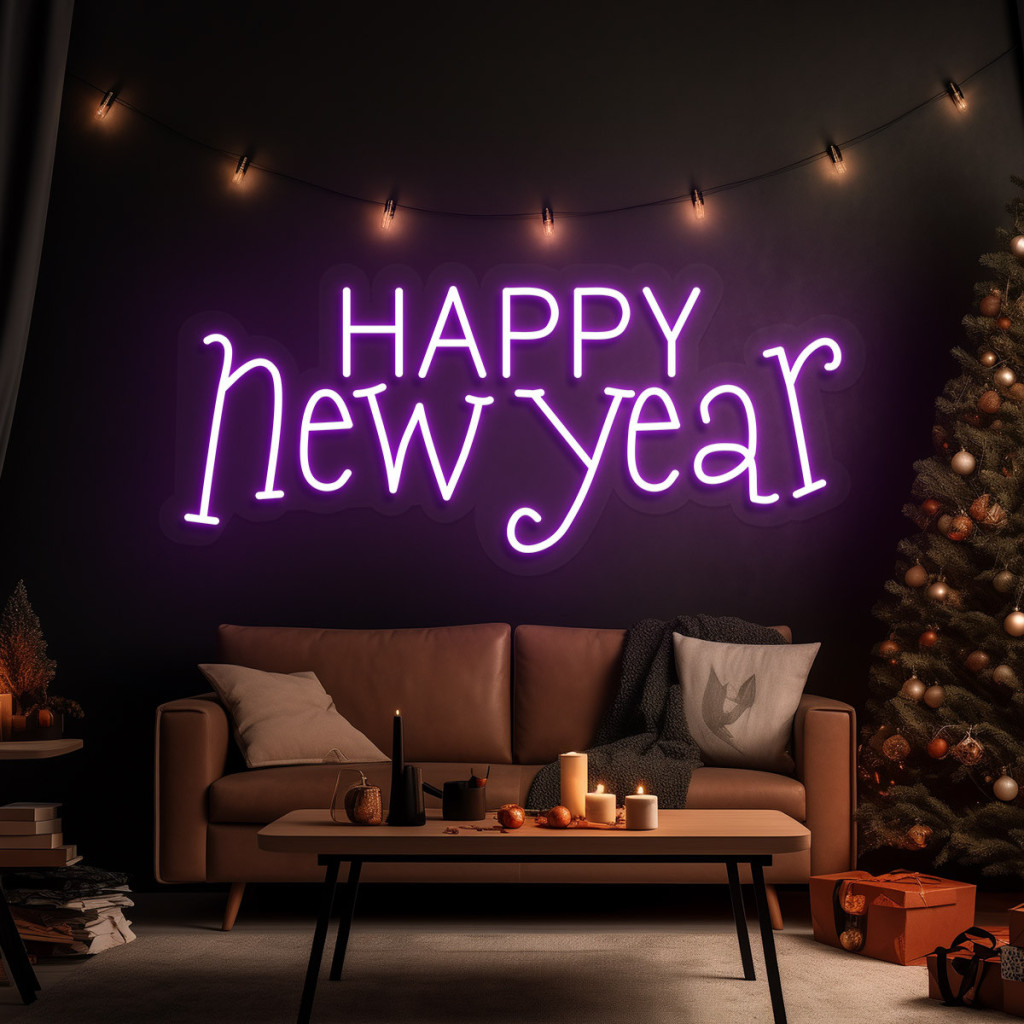 HAPPY New Year Semn Luminos Neon Led