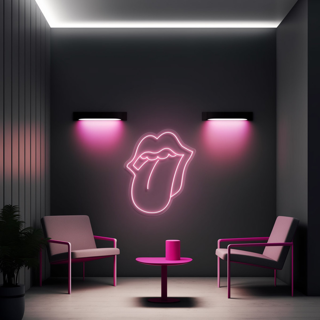 Red Lips Semn Luminos Neon Led