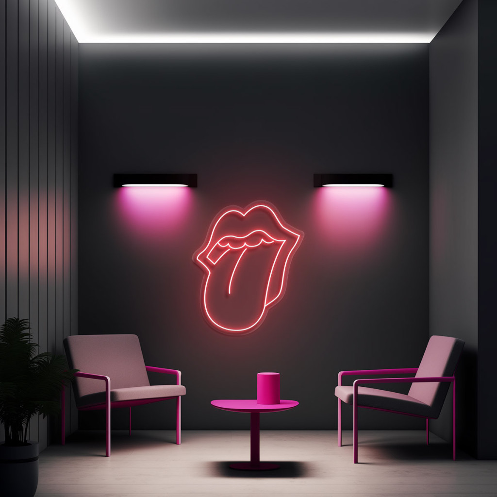 Red Lips Semn Luminos Neon Led