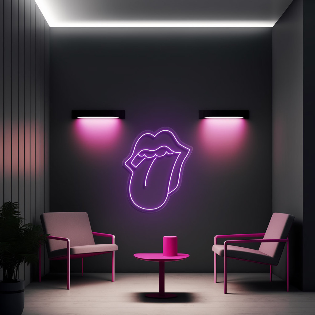 Red Lips Semn Luminos Neon Led