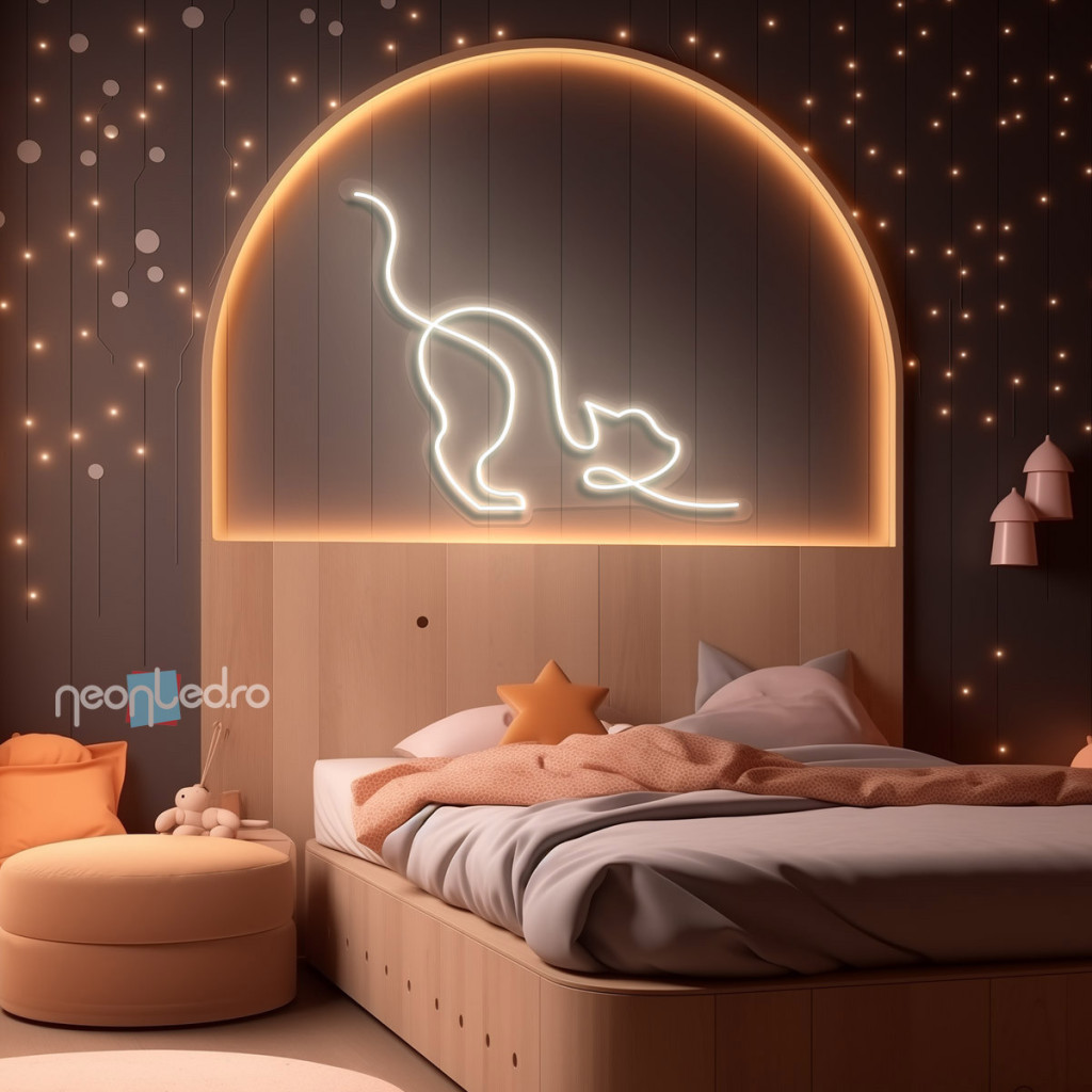 Pisică Somnoroasă  Semn Luminos Neon Led