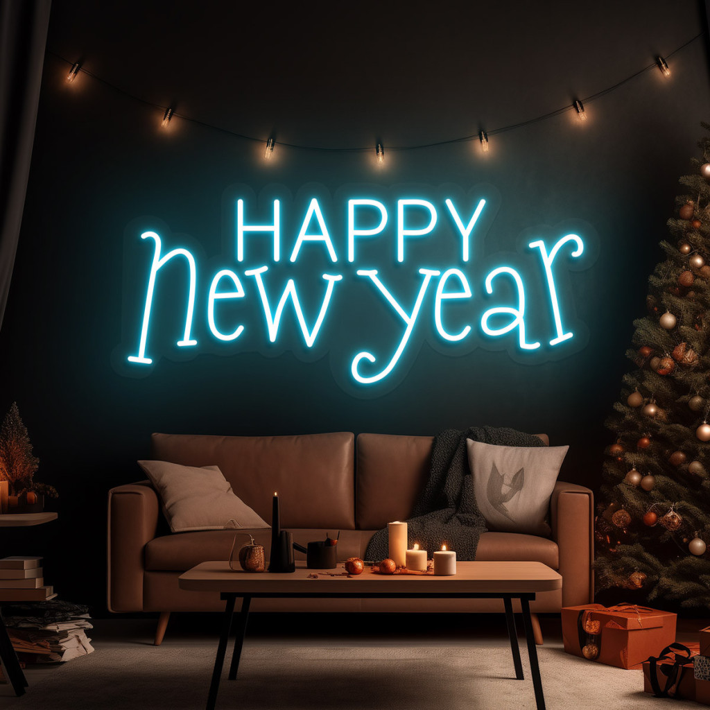 HAPPY New Year Semn Luminos Neon Led