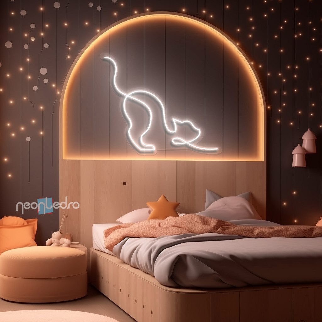 Pisică Somnoroasă  Semn Luminos Neon Led 2