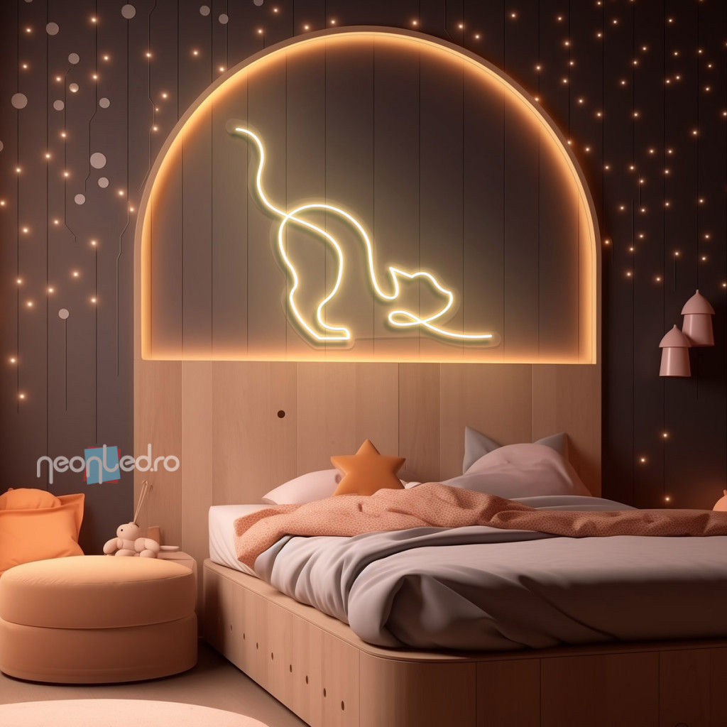 Pisică Somnoroasă  Semn Luminos Neon Led