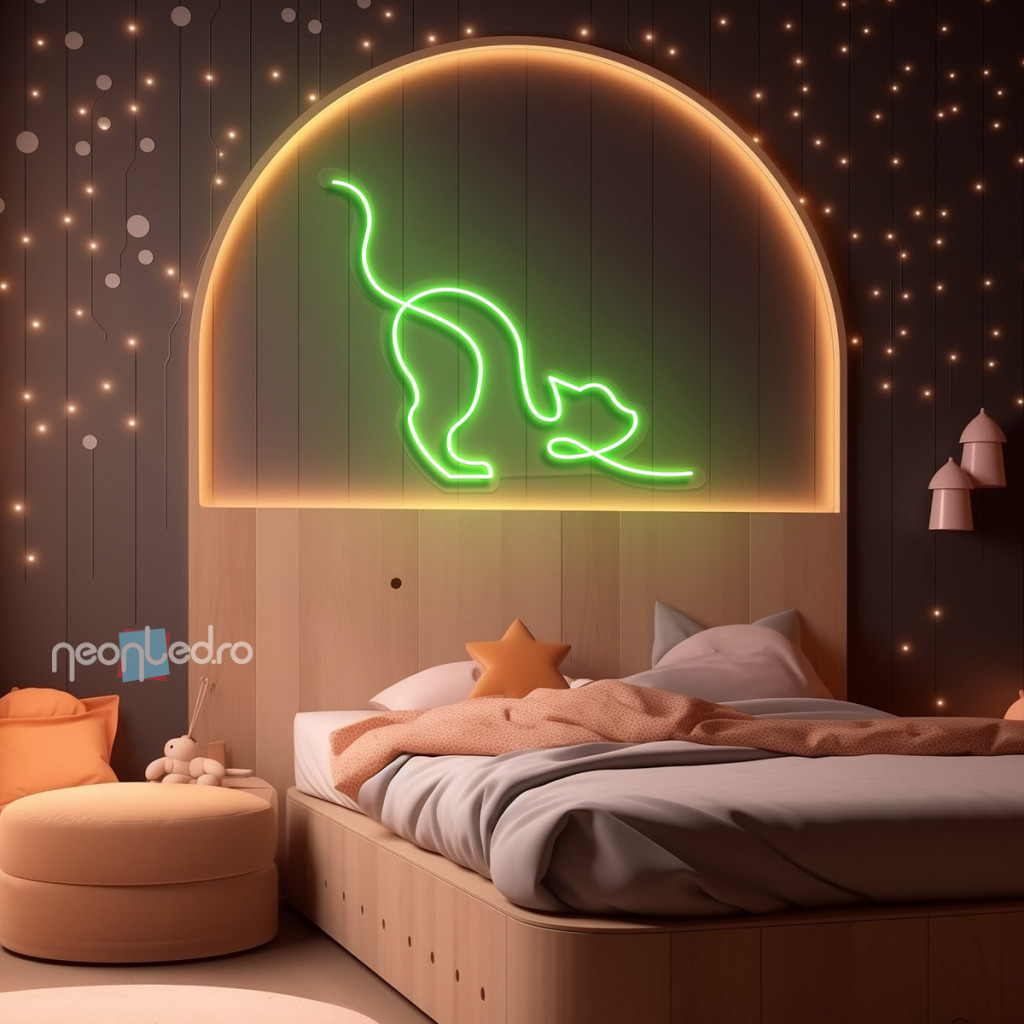 Pisică Somnoroasă  Semn Luminos Neon Led