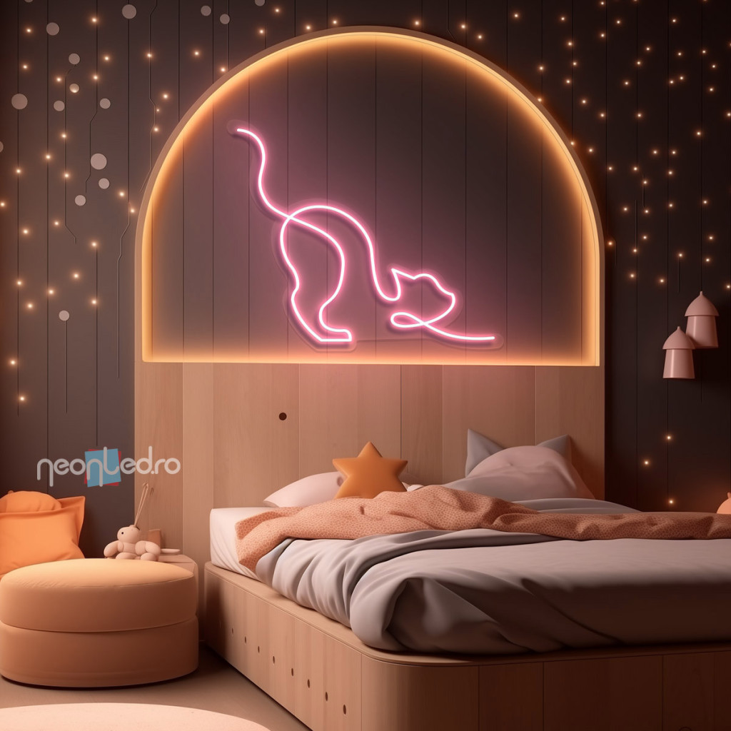 Pisică Somnoroasă  Semn Luminos Neon Led