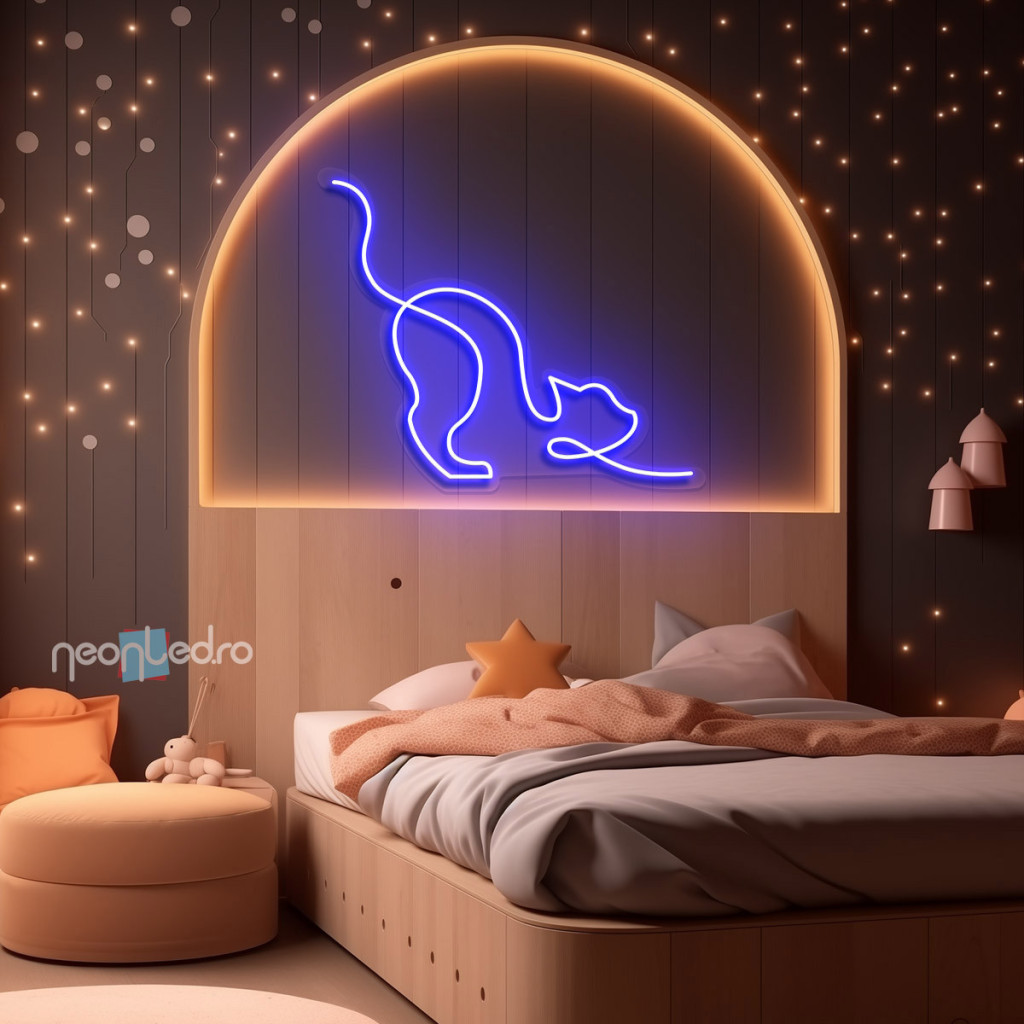 Pisică Somnoroasă  Semn Luminos Neon Led