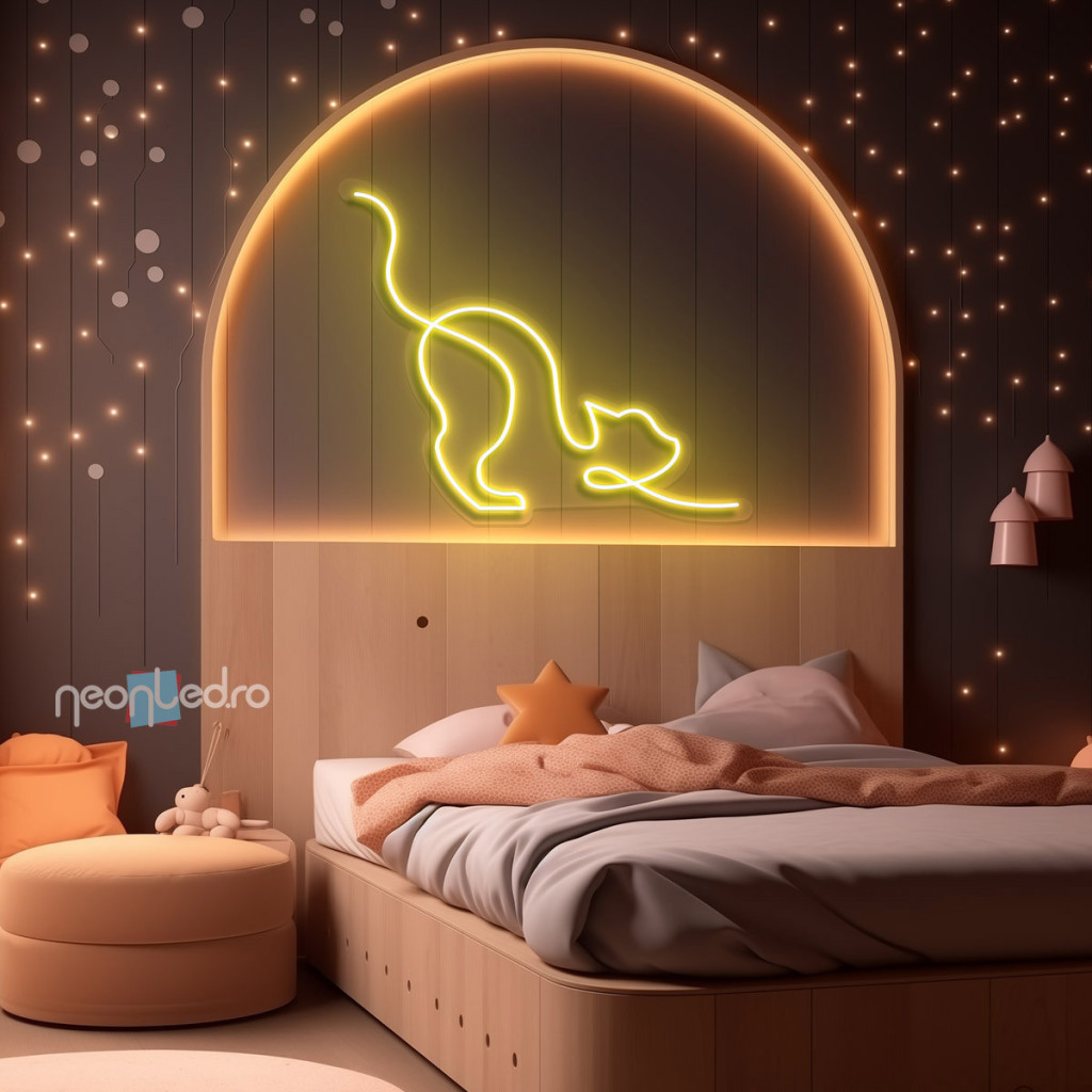 Pisică Somnoroasă  Semn Luminos Neon Led