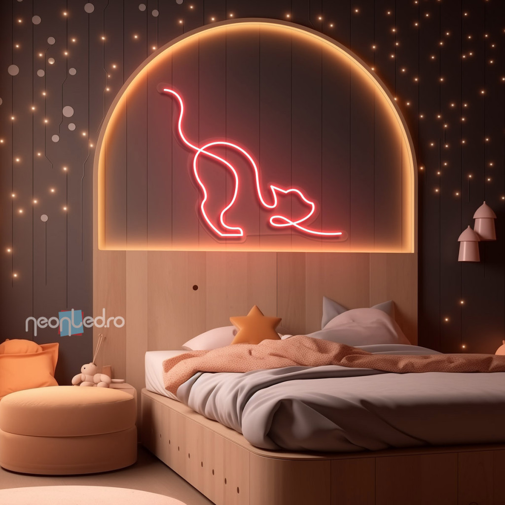 Pisică Somnoroasă  Semn Luminos Neon Led