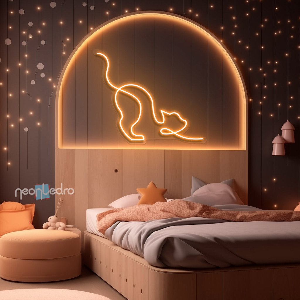 Pisică Somnoroasă  Semn Luminos Neon Led