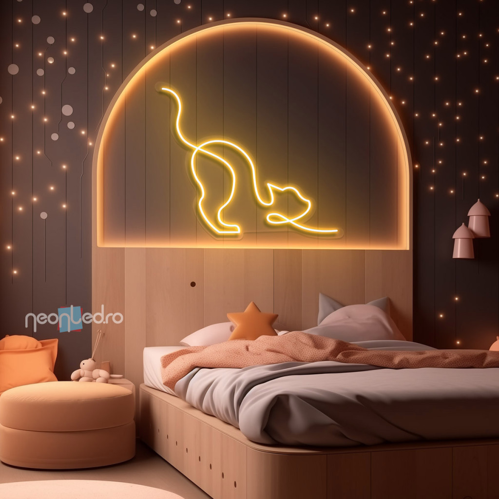 Pisică Somnoroasă  Semn Luminos Neon Led
