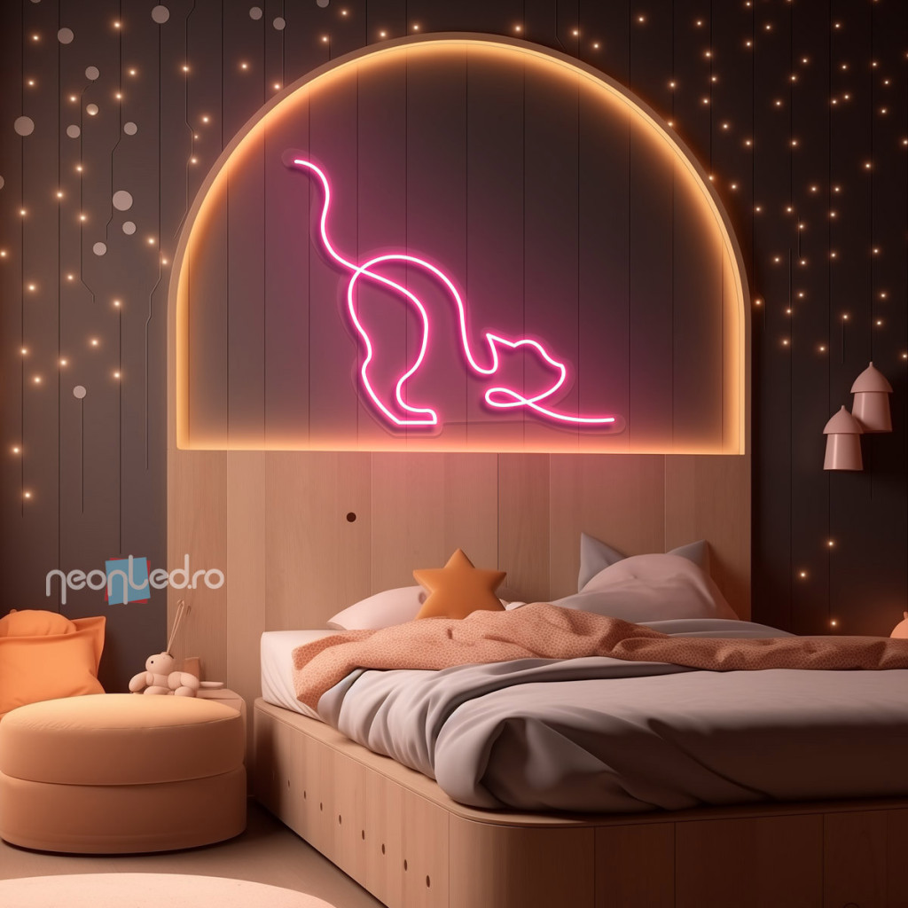 Pisică Somnoroasă  Semn Luminos Neon Led