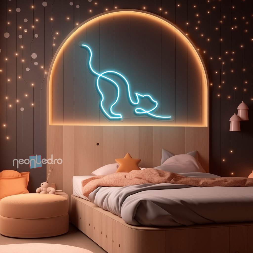 Pisică Somnoroasă  Semn Luminos Neon Led