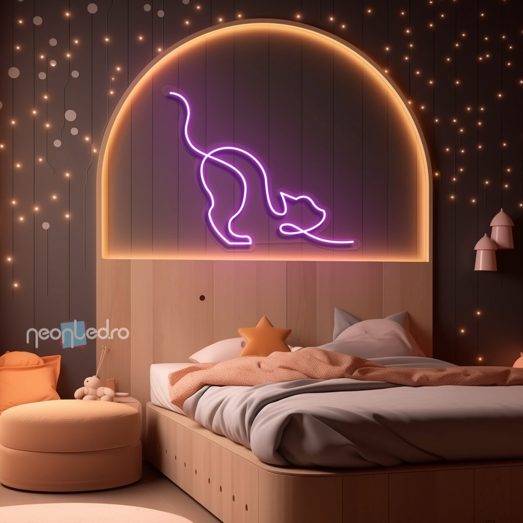 Pisică Somnoroasă  Semn Luminos Neon Led