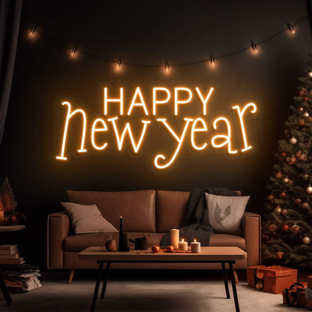HAPPY New Year Semn Luminos Neon Led