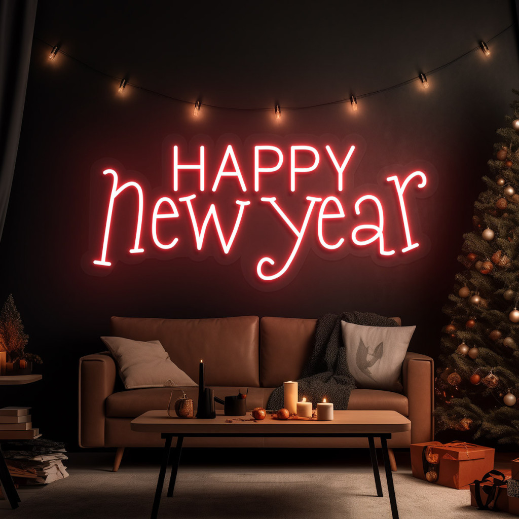 HAPPY New Year Semn Luminos Neon Led