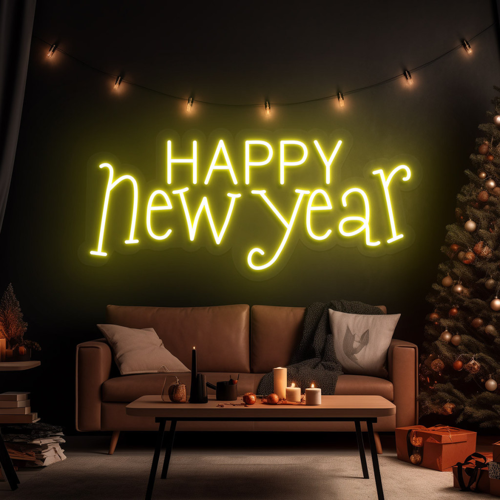 HAPPY New Year Semn Luminos Neon Led