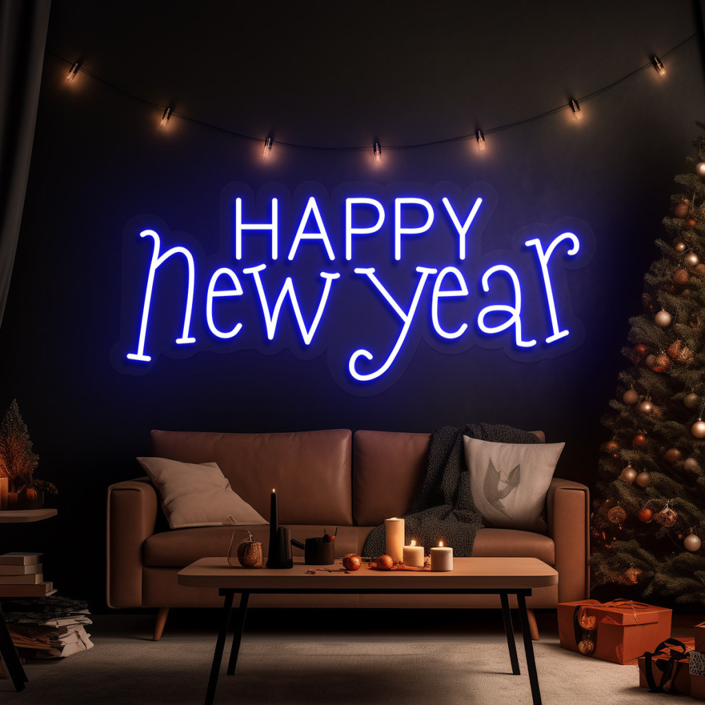 HAPPY New Year Semn Luminos Neon Led