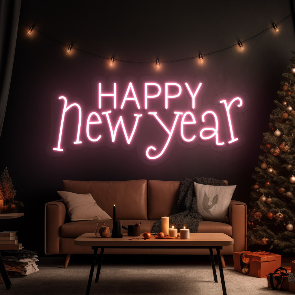 HAPPY New Year Semn Luminos Neon Led