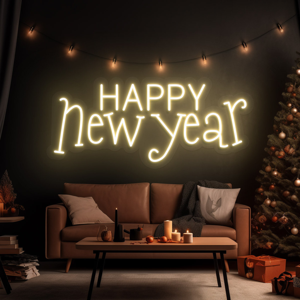 HAPPY New Year Semn Luminos Neon Led