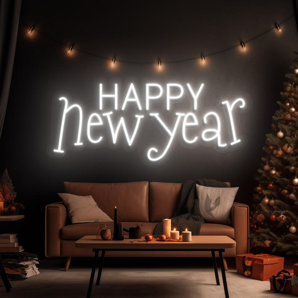 HAPPY New Year Semn Luminos Neon Led