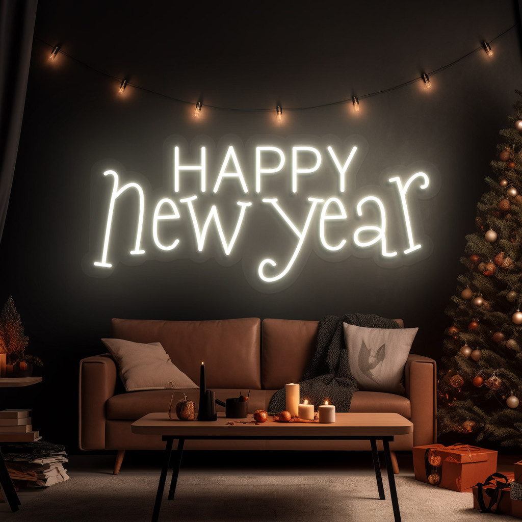 HAPPY New Year Semn Luminos Neon Led