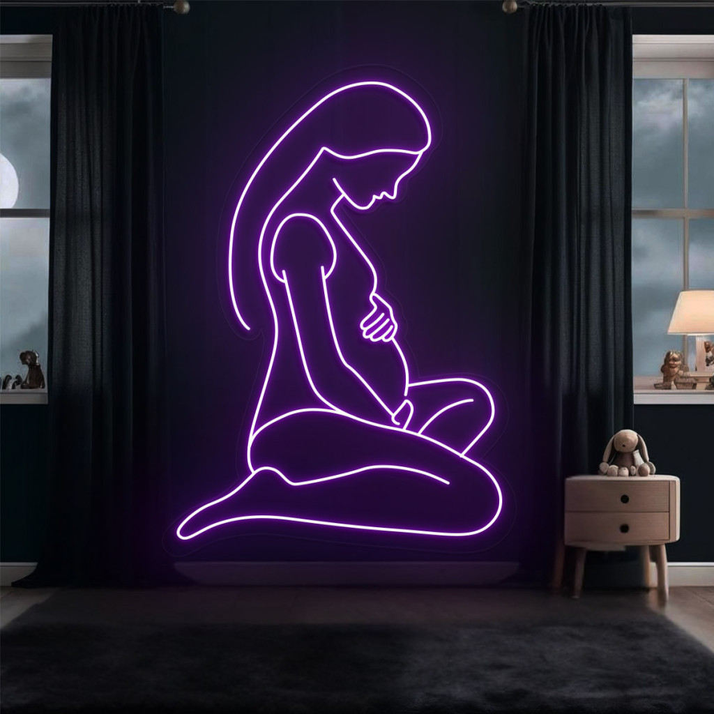 Femeie Gravidă Semn Luminos Neon Led