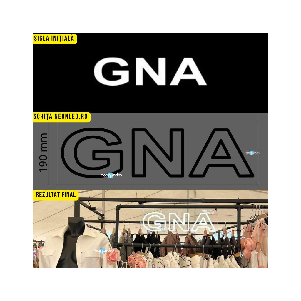 Semn LED Personalizat Brand Haine - GNA- Bucuresti 2
