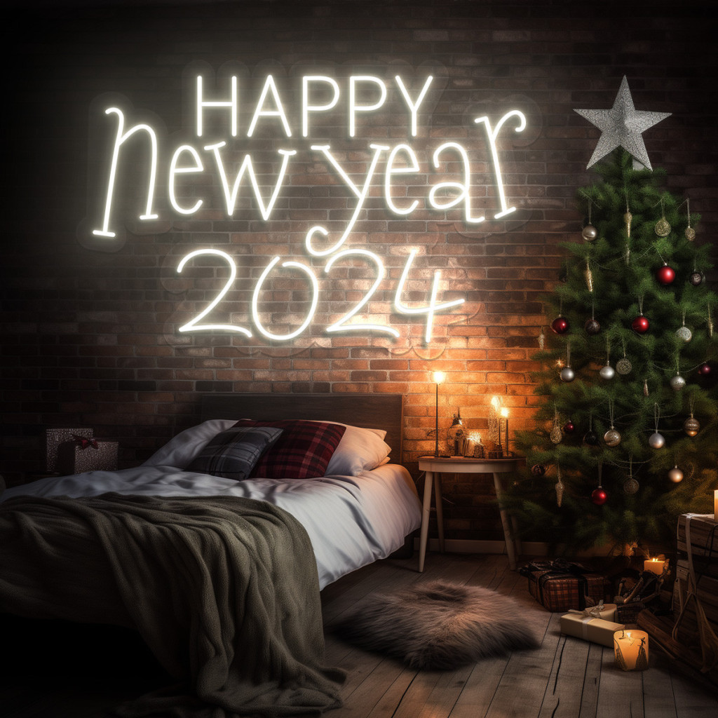 HAPPY New Year 2024 Semn Luminos Neon Led 2