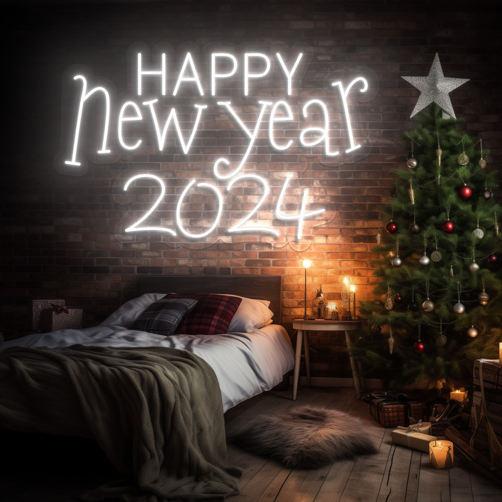 HAPPY New Year 2024 Semn Luminos Neon Led